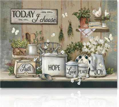 Rustikale Bauernhaus Küche Wandkunst Motivations-Leinwand 30x40cm