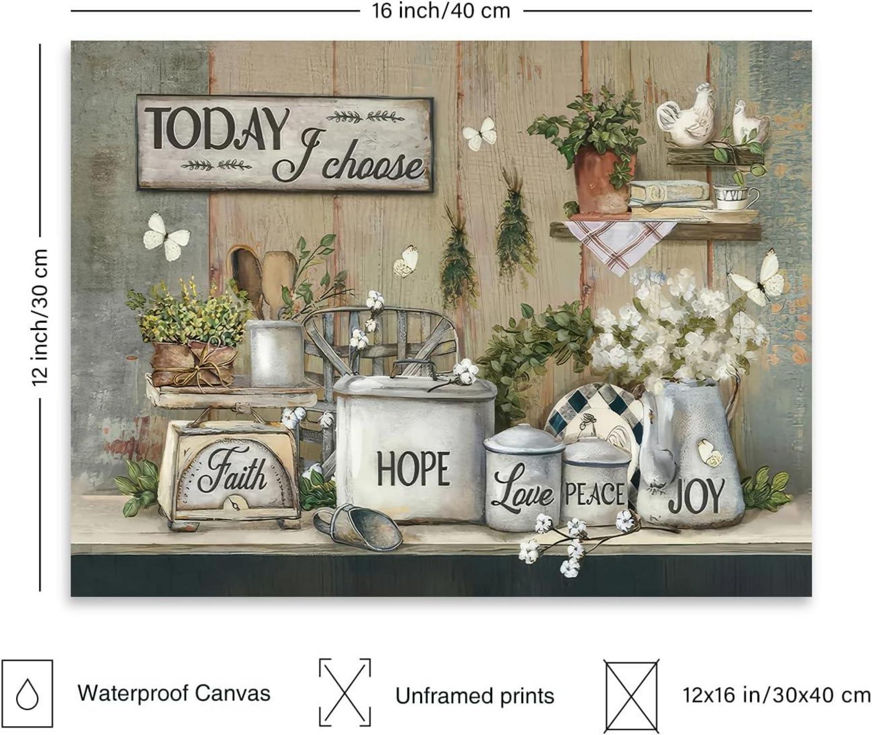 Rustikales Bauernhof Küche Wandbild Motivation 30x40cm Leinwand Ungerahmt