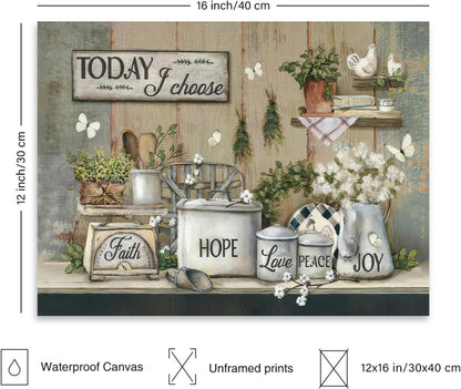 Rustikales Bauernhof Küche Wandbild Motivation 30x40cm Leinwand Ungerahmt