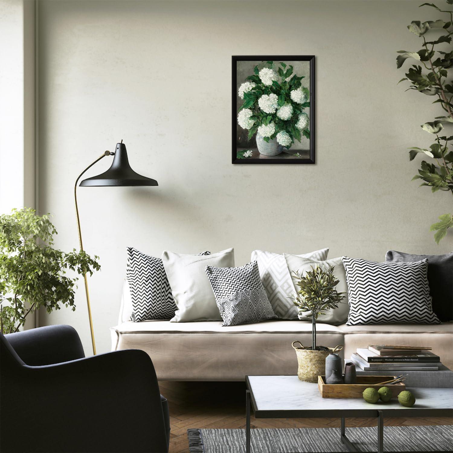 Vintage Blumen Leinwand Hortensien Gemälde 30×40 cm Ungerahmt