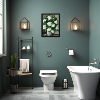 Vintage Hortensien Leinwandbild 30x40 cm ungerahmt - Botanisches Blumengemälde