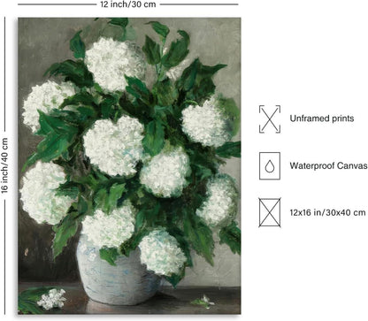 Vintage Hortensien Leinwandbild 30x40cm Wohnzimmer Schlafzimmer Blumen Gemälde