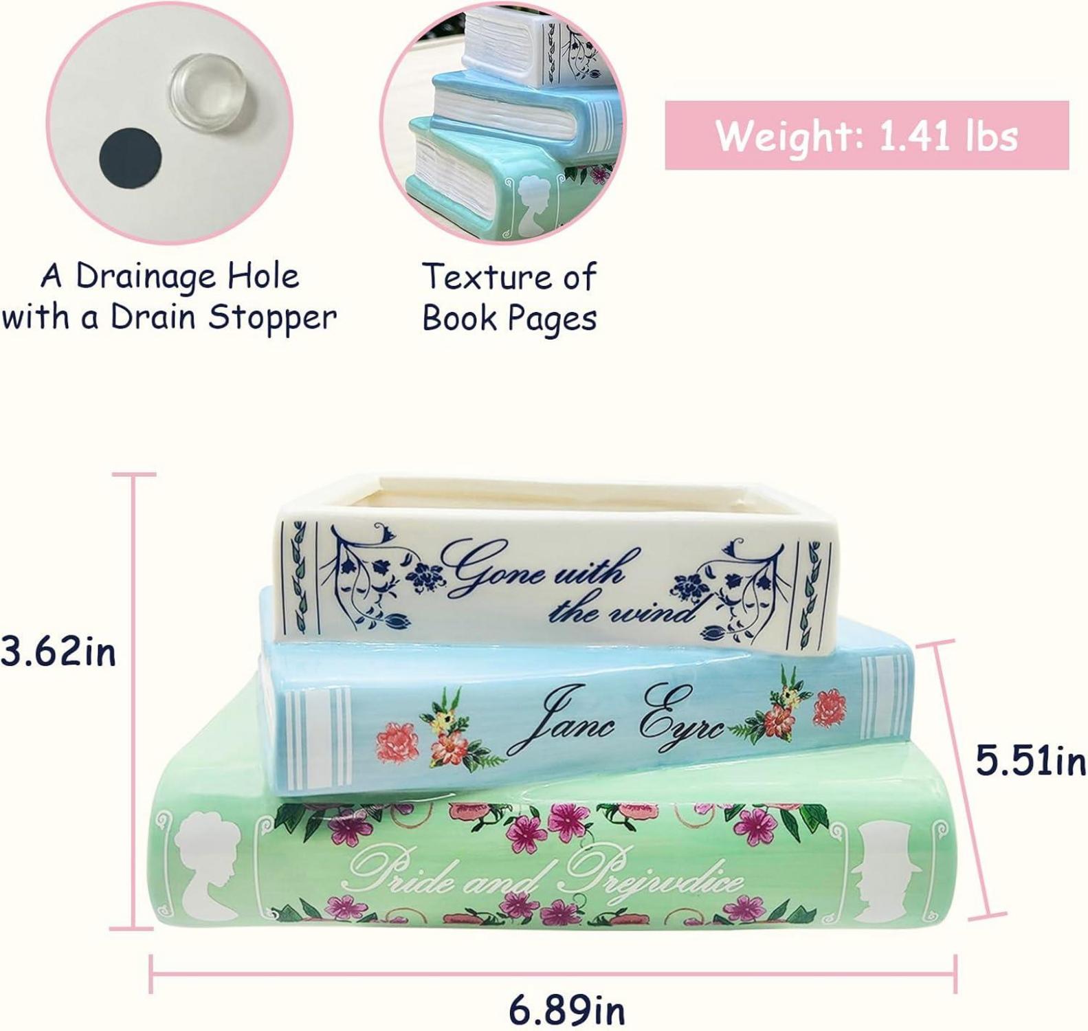 Buch Blumentopf Keramik Büchervase Blumen Bücherregal