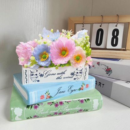 Keramik Buch Blumentopf Dekoration Zuhause Büchervase Blumen Bücherregal Schlafzimmer Büro Töpfe