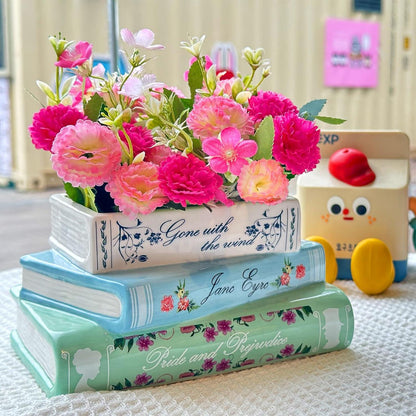 Keramik Buch Blumentopf - Buchvase für Blumen Dekoration Zuhause
