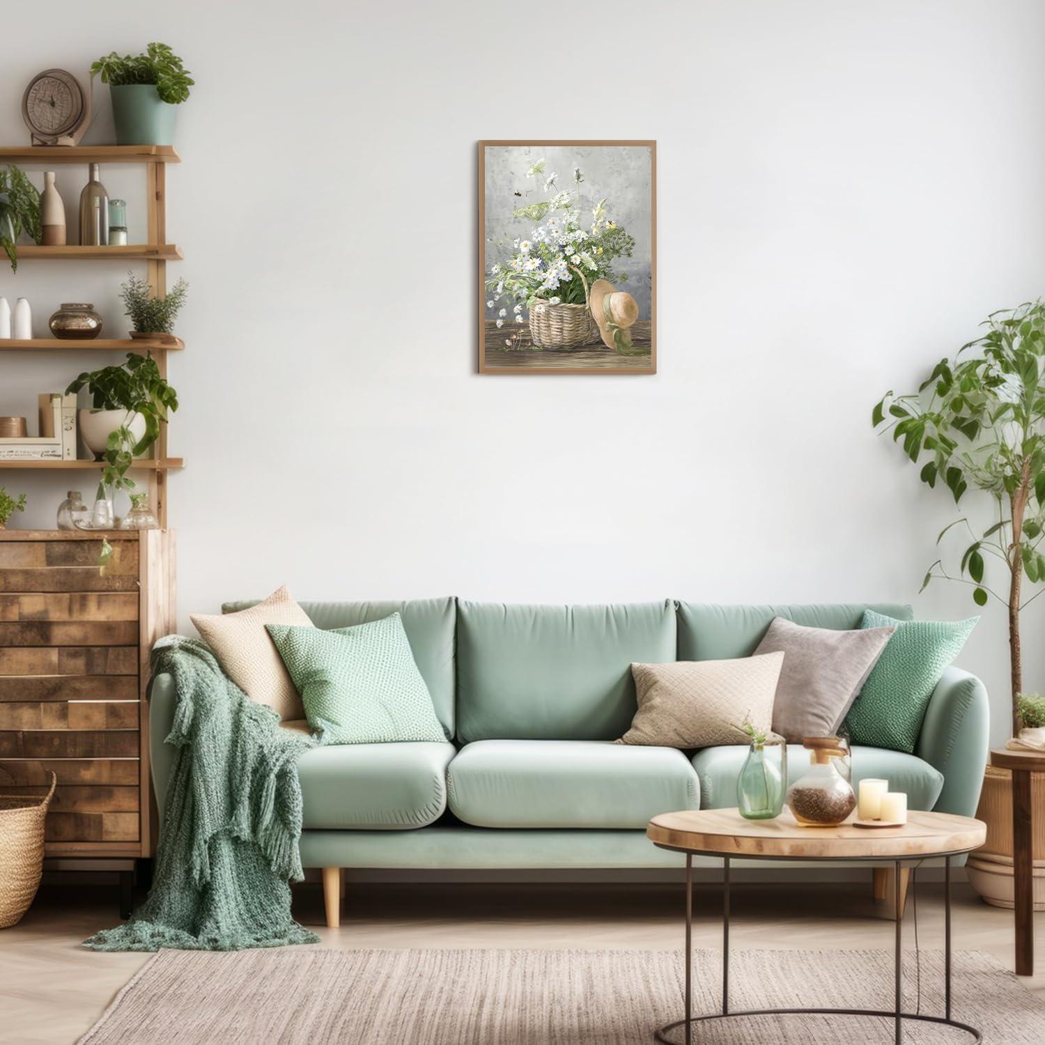 Gänseblümchen Leinwand Bilder Rustikale Blumenwandkunst 30x40cm