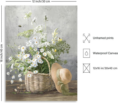 Rustikales Gänseblümchen Leinwandbild 30x40cm für Wohnzimmer, Schlafzimmer