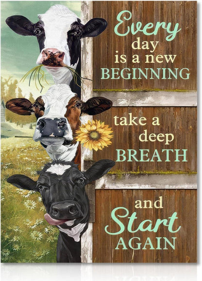 Inspirierendes Kuh-Bauernhof Wandkunst Leinwand Poster 30×40 cm