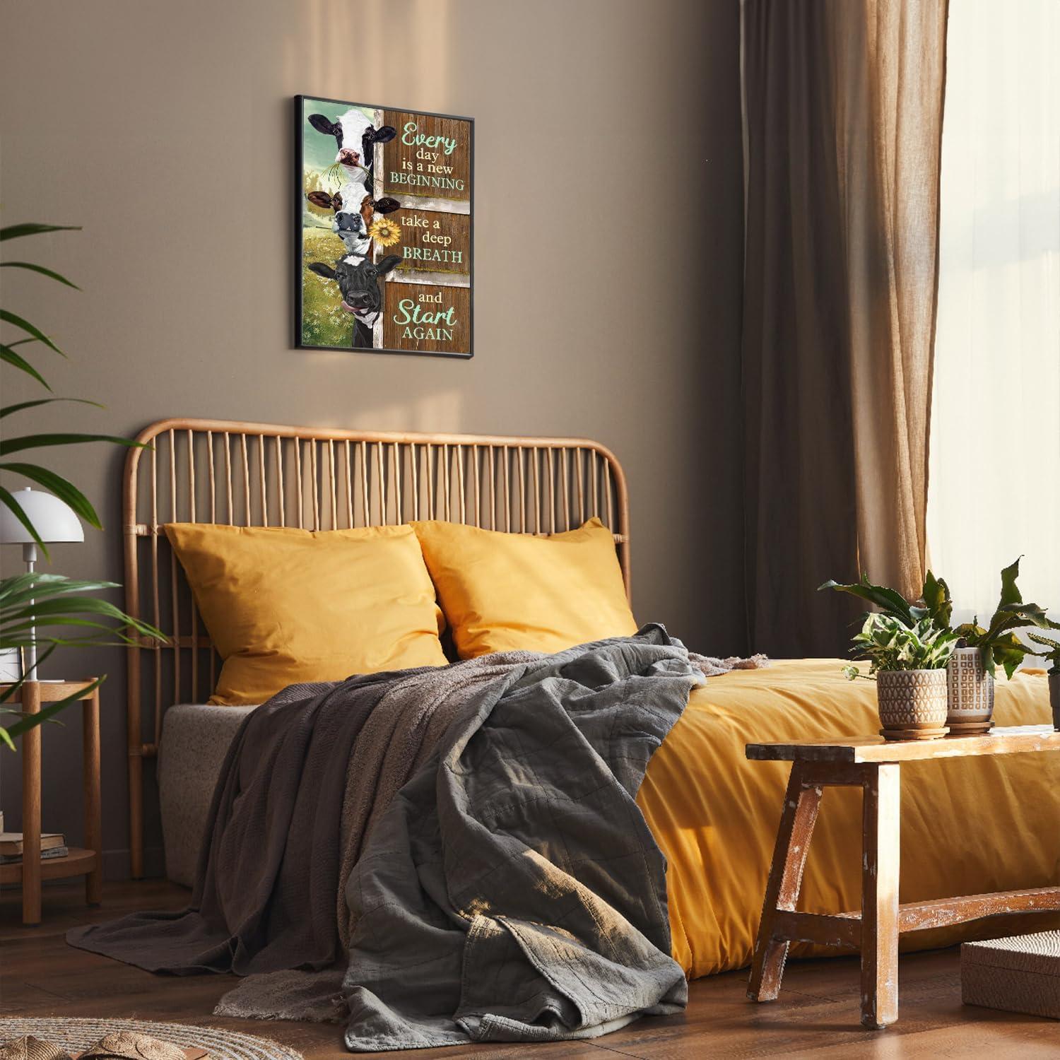 Inspirierendes Kuh-Bauernhof Wandkunst Leinwand Poster 30×40 cm