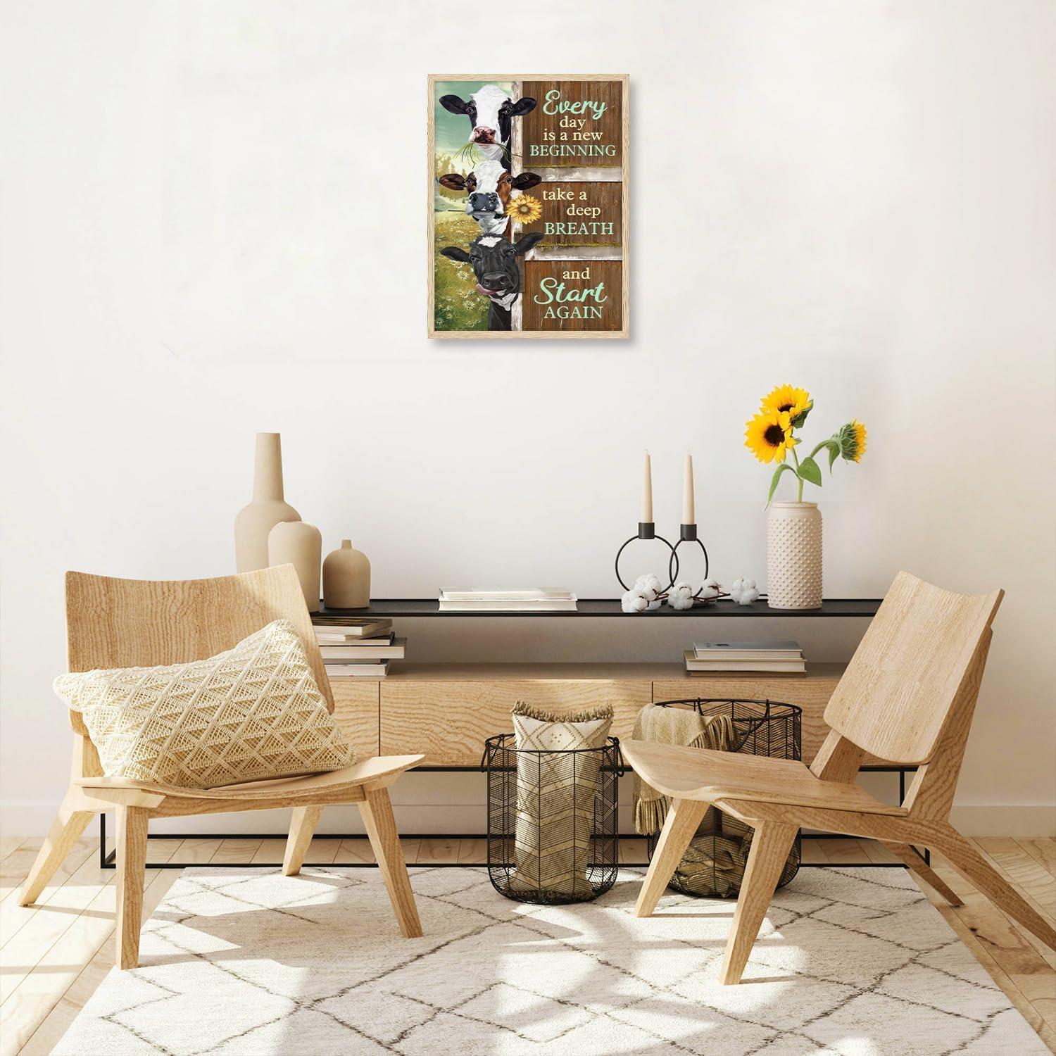 Inspirierendes Kuh Wandbild Leinwanddruck Bauernhof Büro Wohnzimmer 30x40cm