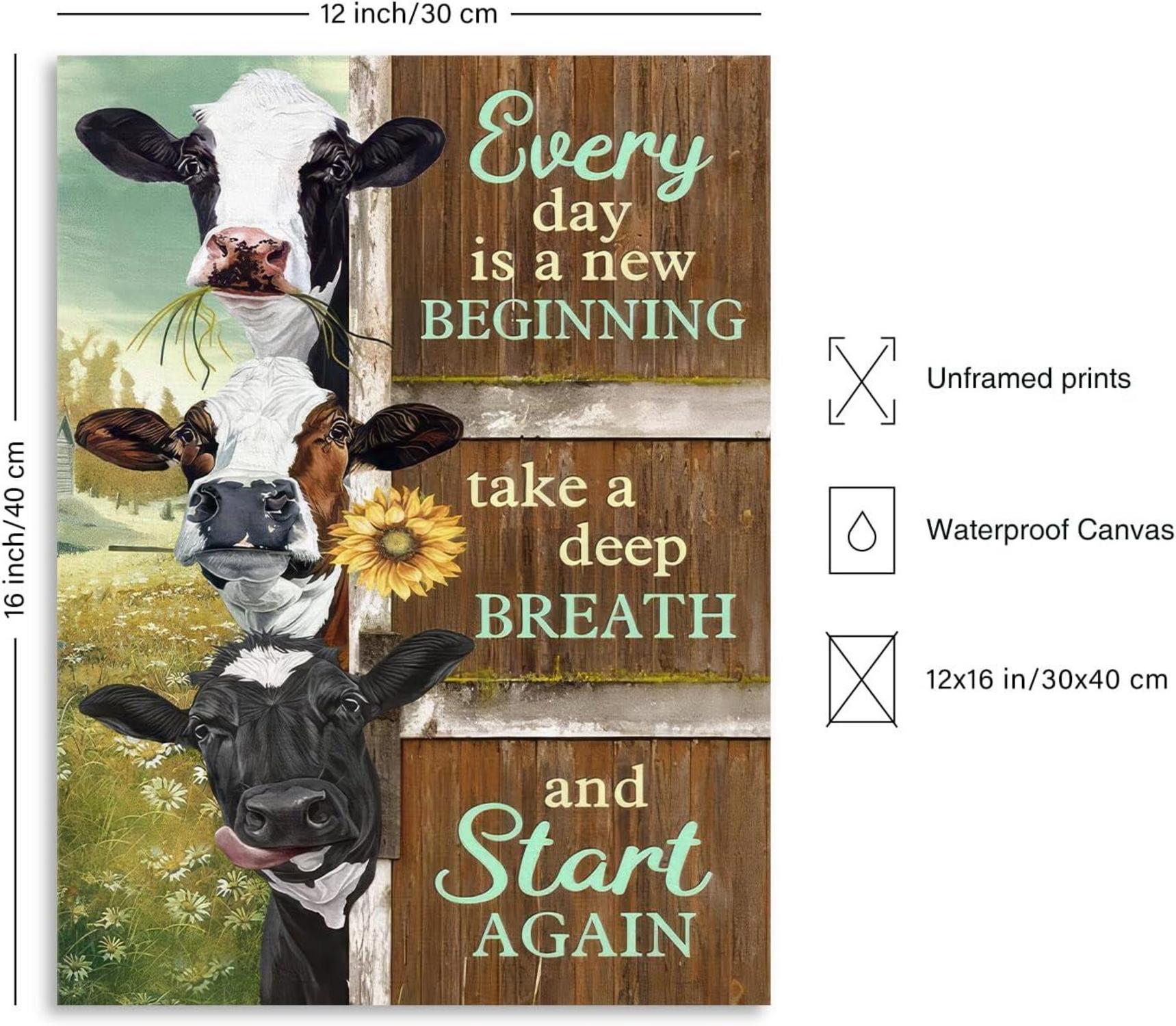 Inspirierendes Kuh Blumen Wandposter Leinwand 30x40 cm Ungerahmt