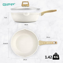24 cm Wokpfanne mit Deckel, Antihaft Granitbeschichtung, für