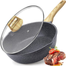 24 cm Wokpfanne mit Deckel Granit Antihaft .ecoreinigung - Grau