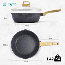 GiPP 24cm Wokpfanne mit Deckel Granit-Antihaftbeschichtung