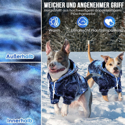 Hunde Hoodie Flanell mit Leinenloch & Tasche, Blau-Grau S
