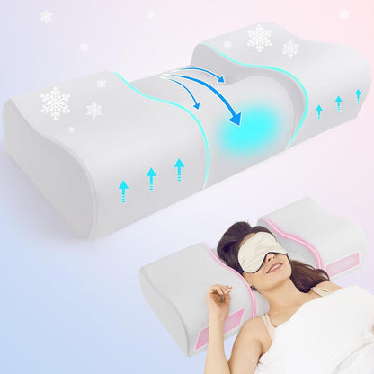 Memory Foam Anti Falten Nackenstützkissen 2-in-1 - Grau 60*24.9*14cm