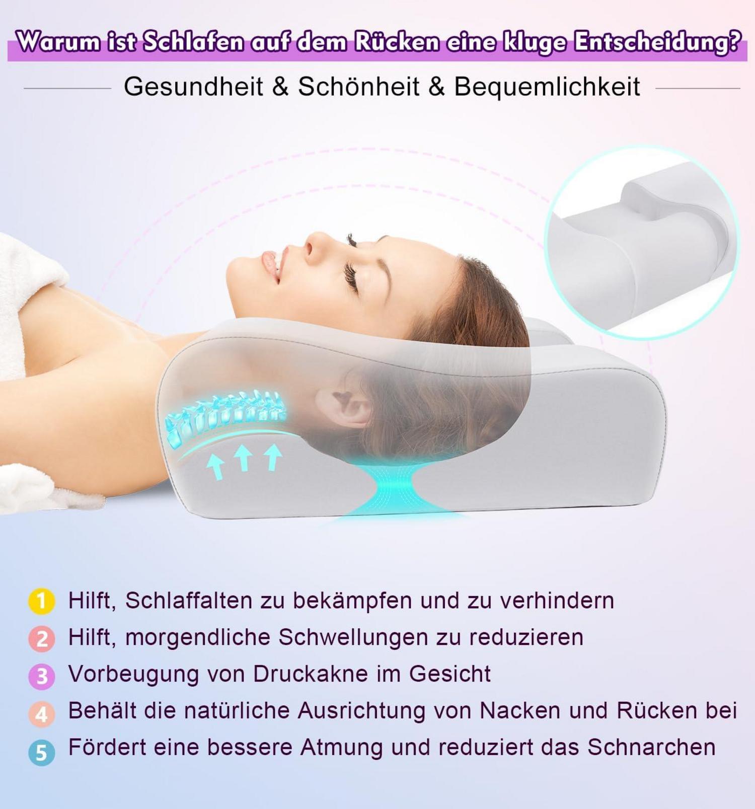 Memory Foam Anti Falten Nackenstützkissen 2-in-1 - Grau 60*24.9*14cm