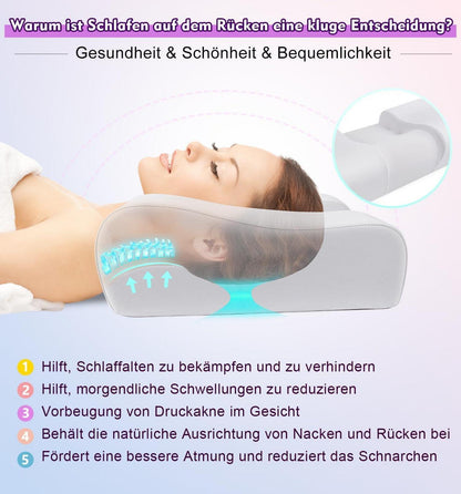 Memory Foam Anti Falten Nackenstützkissen 2-in-1 - Grau 60*24.9*14cm