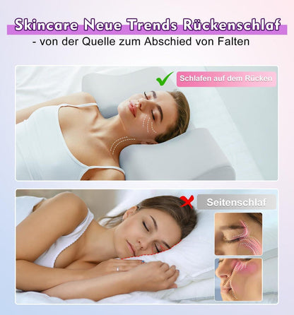 Anti Falten Kissen 2-in-1 Memory Foam Nackenstütze Grau 60*24.9*14cm
