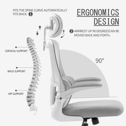 Ergonomischer Bürostuhl mit Kopfstütze und Lordosenstütze - Atmungsaktiv