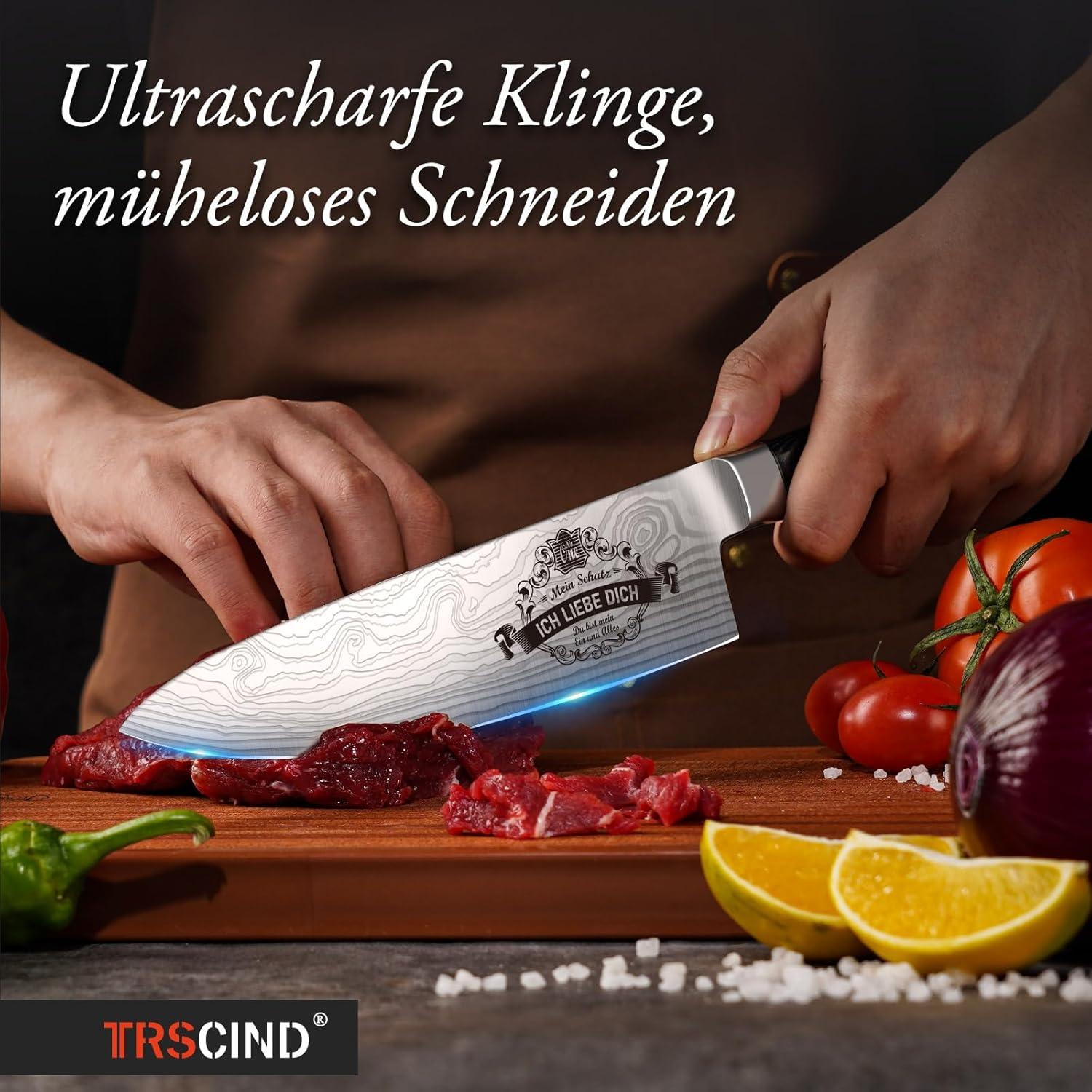 TRSCIND Küchenmesser für Ihn Valentinstag Geschenk Jahrestag Freund Ehemann Schärfe Gemüse & Fleisch