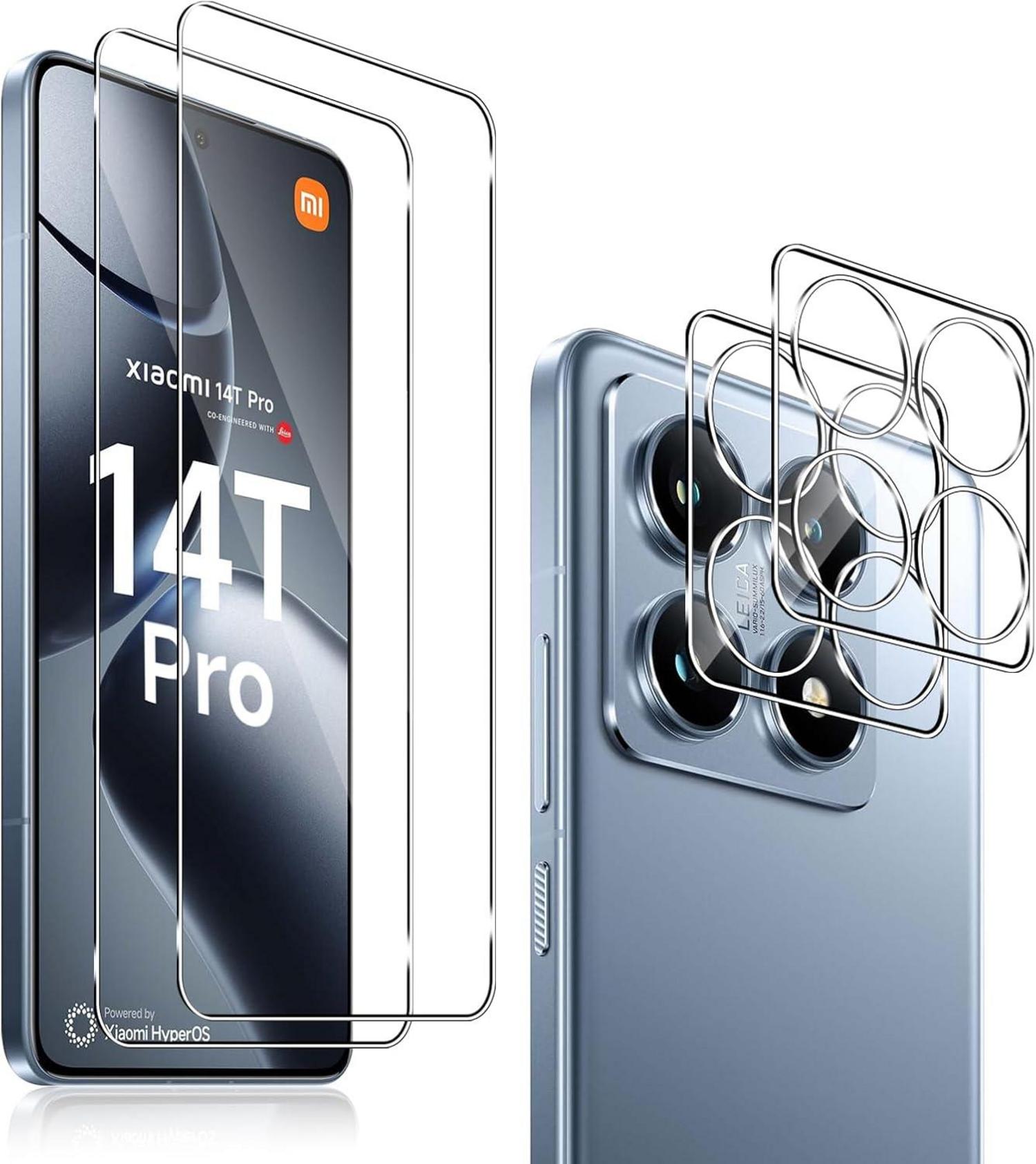 Panzerglas für Xiaomi 14T Pro, 2 Stück Screen Schutzfolie + 2 Stück