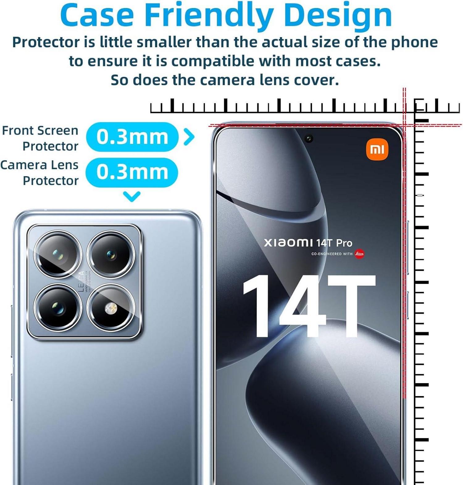 QULLOO Panzerglas Xiaomi 14T Pro 2 Stk. Schutzfolie + Kamerafolie Transparent
