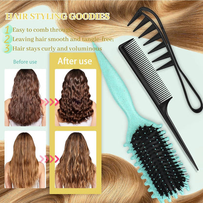 Lockenbürste Haarkamm Set Spiralen Wellen Styling Entwirrung Massage