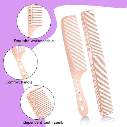 4er Friseur Set Aluminium Haarstyling Kamm für Männer und Frauen
