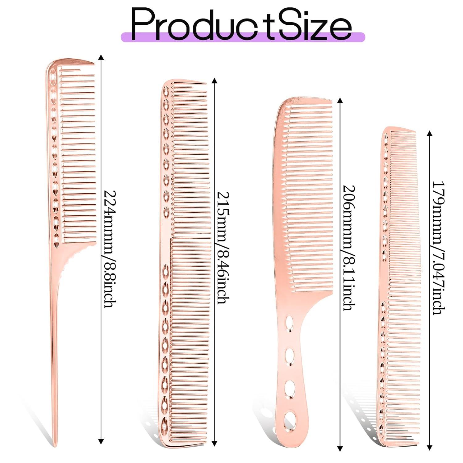 4er Set Metall Friseur Kamm, Antistatisch, Hitzebeständig, Hochwertig, für Männer & Frauen