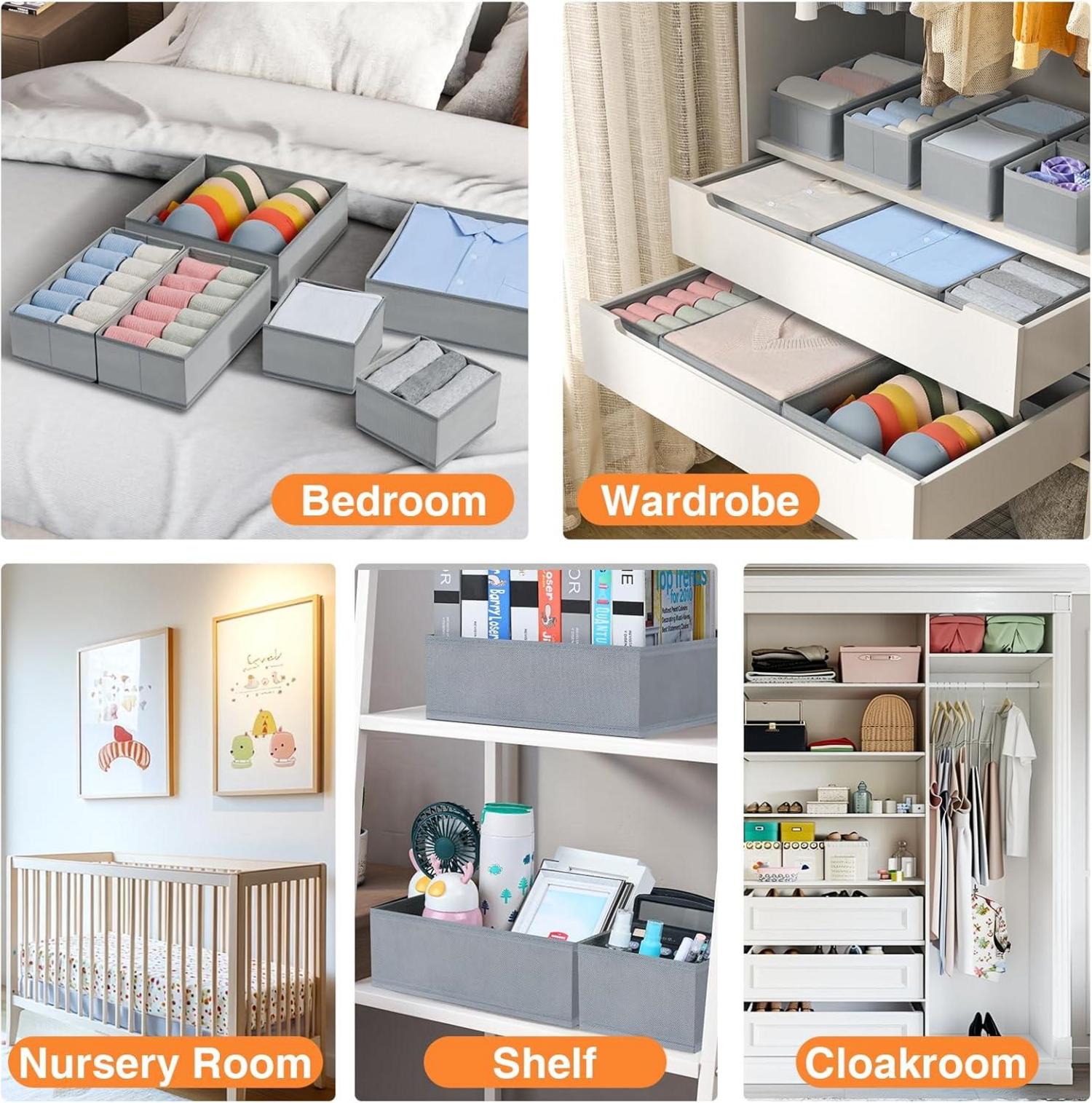 Unterwäsche Organizer Schrank Schubladen Aufbewahrungsbox Stoff - 16er Set