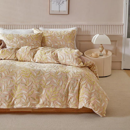 Winter Plüsch Bettwäsche 135x200 - Warm & Flauschig Gelb/Beige