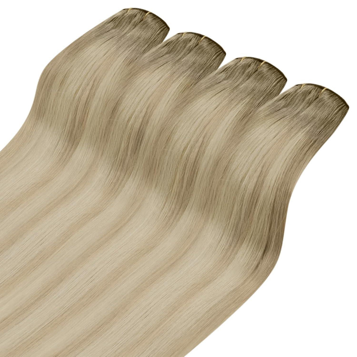 Clip-in Echthaar Extensions Ombre Aschblond Platinblond 50cm