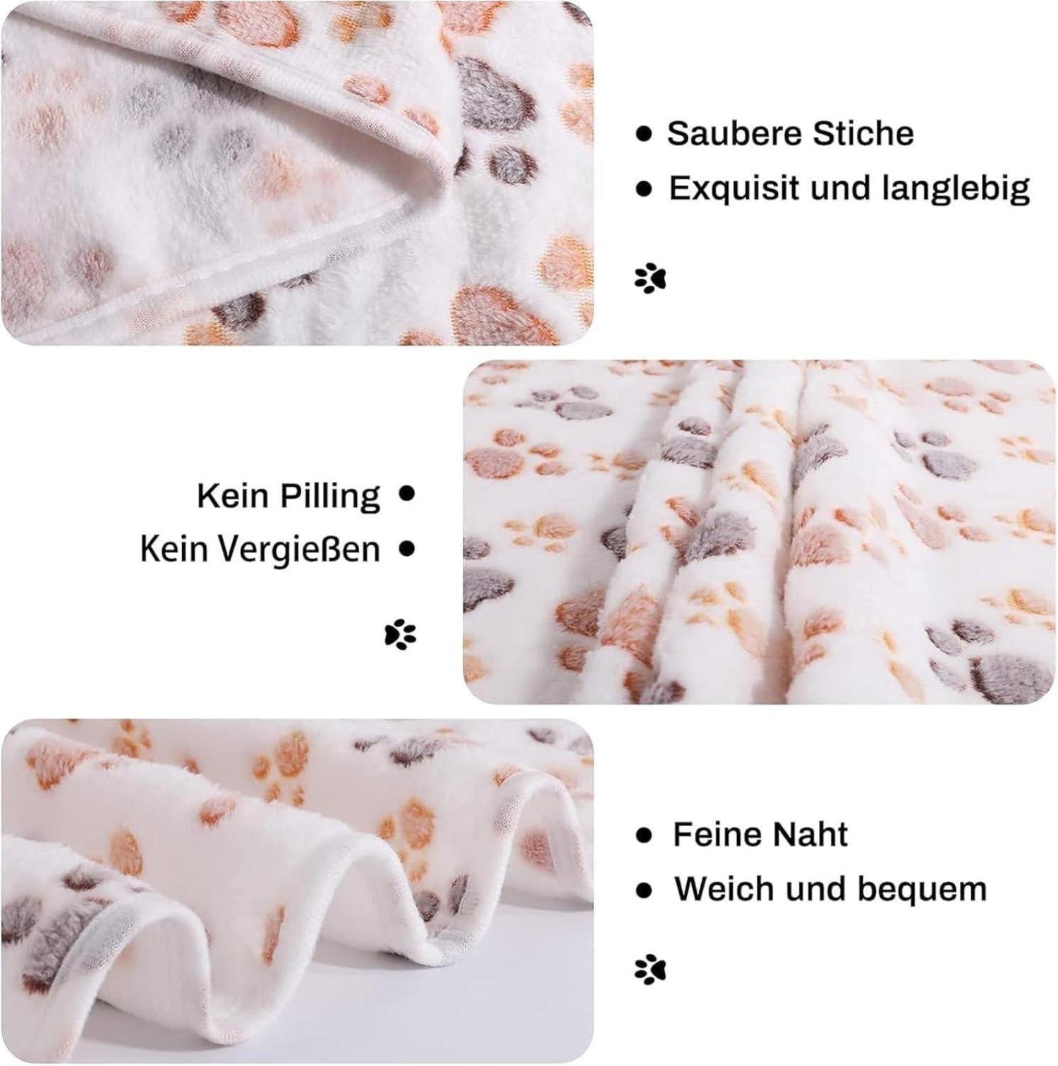 ElevaPulse 3er Set Katzen- und Hundedecke 40 x 60 cm Pfotenmuster