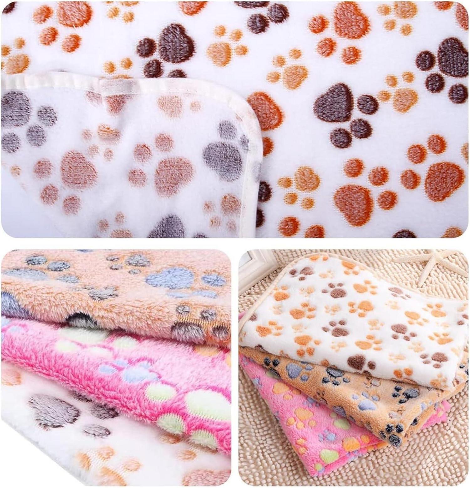 Weiche Katzendecke Hundedecke Flauschig 3er Set Pfotenmuster 40x60cm