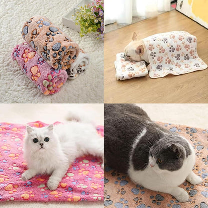 Weiche Katzendecke Hundedecke Flauschig 3er Set Pfotenmuster 40x60cm