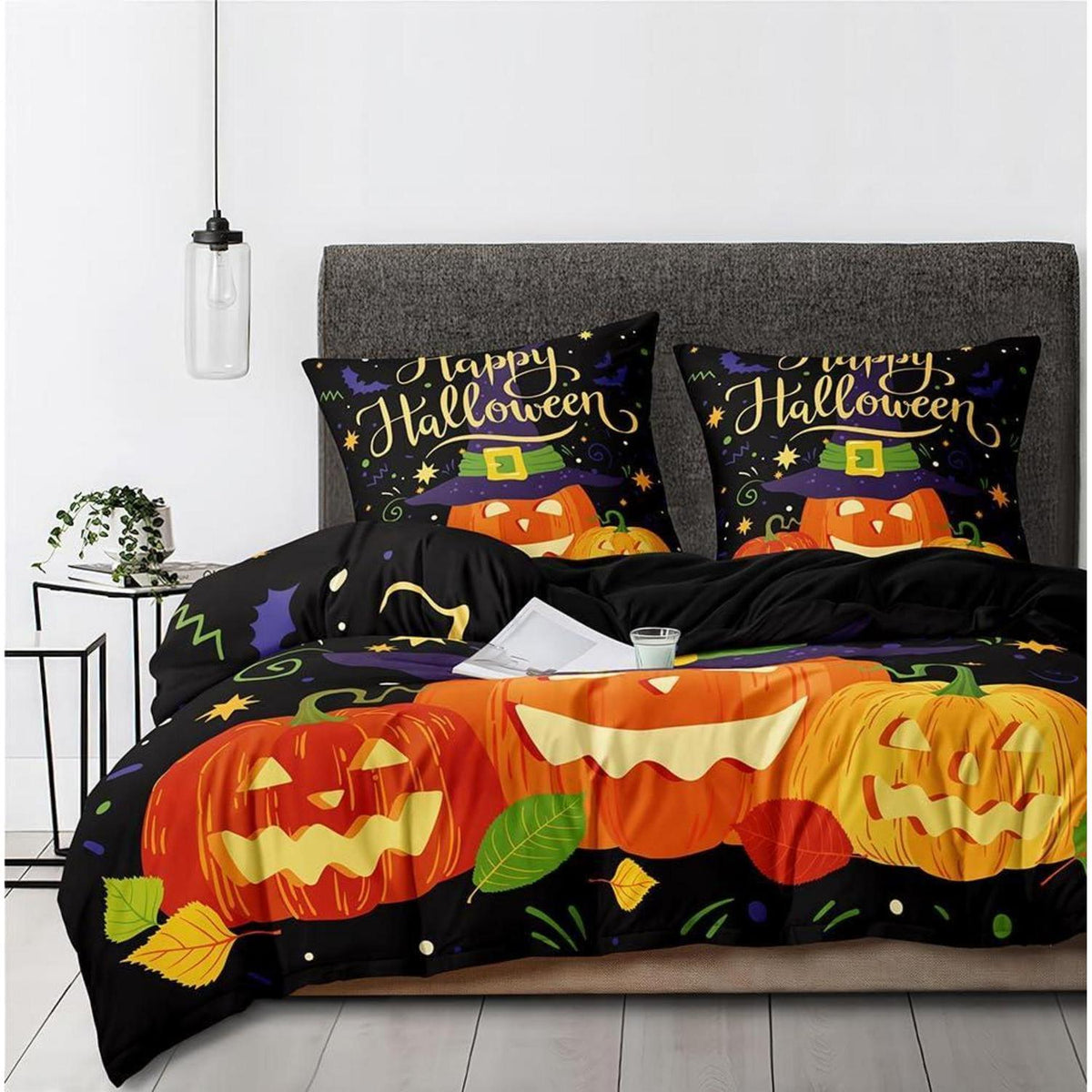 Halloween Bettwäsche Set 155x220 Kürbis 3D Mikrofaser