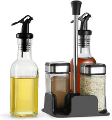 Drehbare Gewürzgläser Set 120ml Eckig Gewürzdosen Regal 200ml Essig-Öl