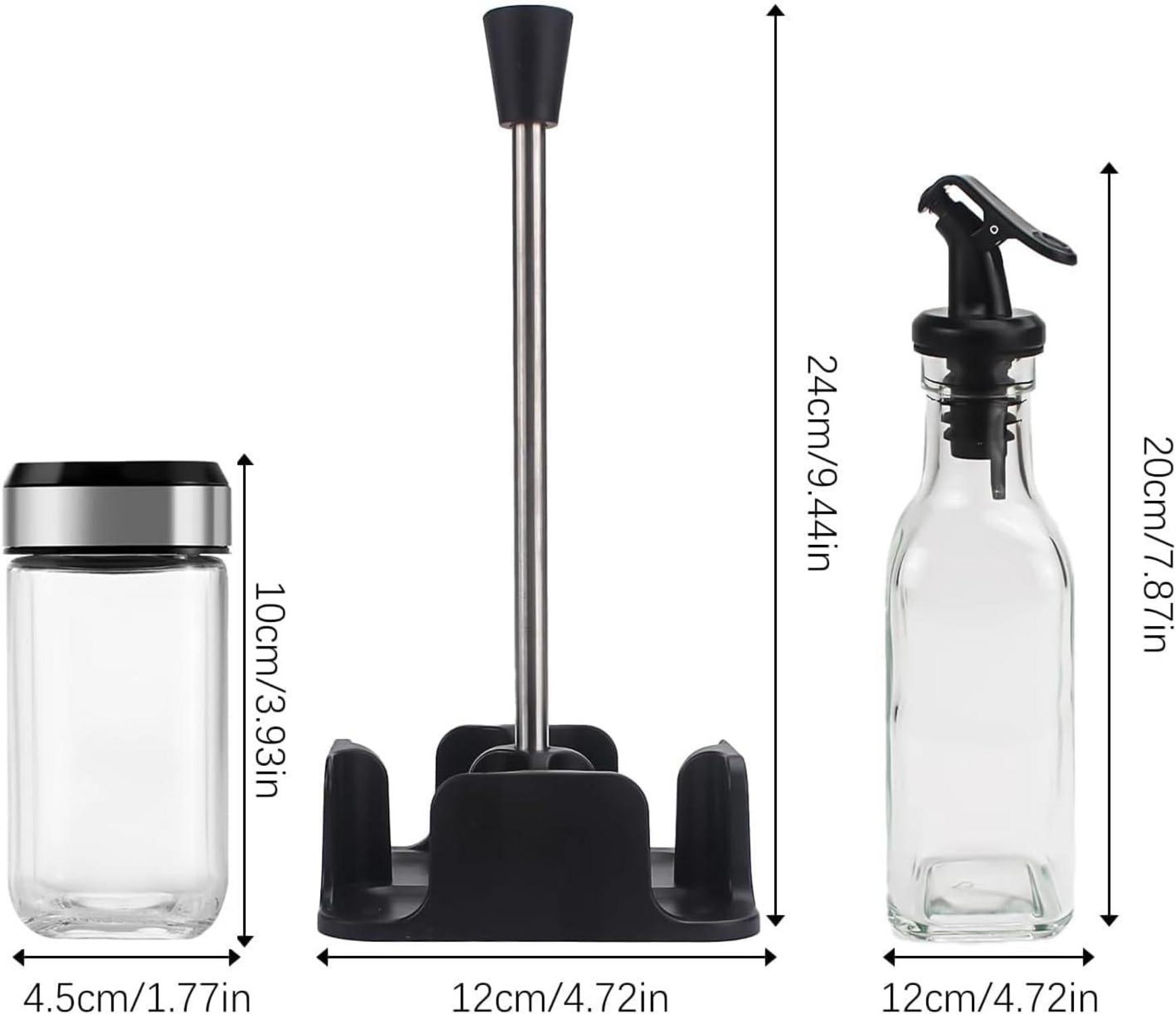 Drehbare Gewürzgläser Set 120ml Eckig Gewürzdosen Regal 200ml Essig-Öl