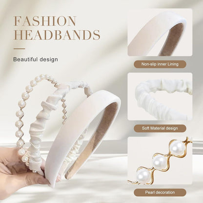 Haarreif Set Damen Weiß für Vintage Frisuren & Hochzeiten