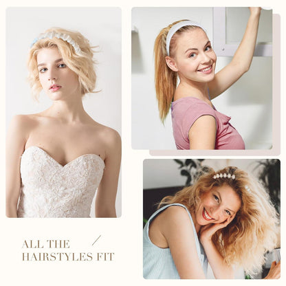 3er Set Weißer Haarreif Breit Stoff Haarband für Damen Mädchen