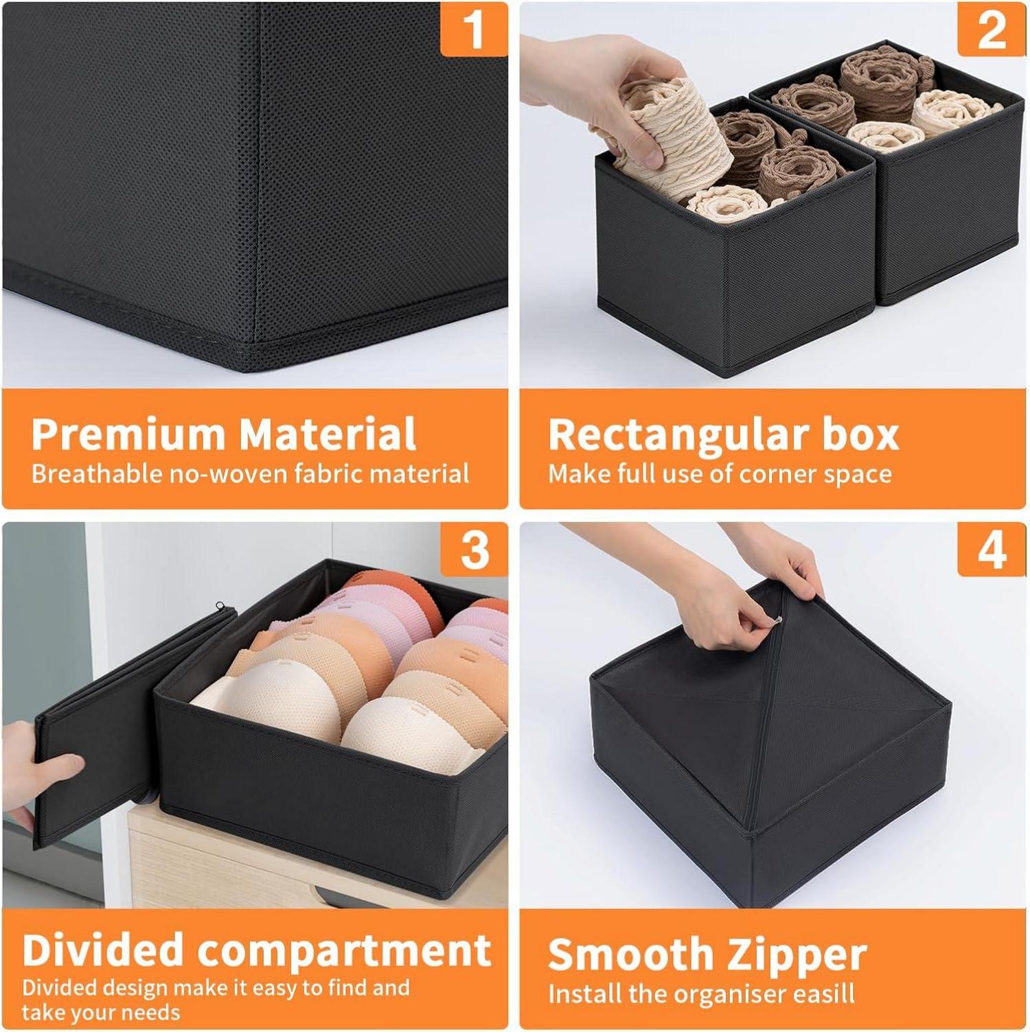 Homsorout Schrank Organizer Aufbewahrungsbox Unterwäsche Stoff 16 teilig Schwarz
