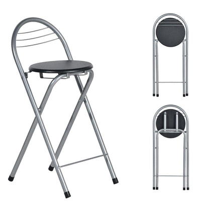 Klappbarer Barhocker – Schwarz & Silber, 61cm Sitzhöhe