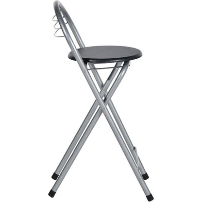 Klappbarer Barhocker – Schwarz & Silber, 61cm Sitzhöhe