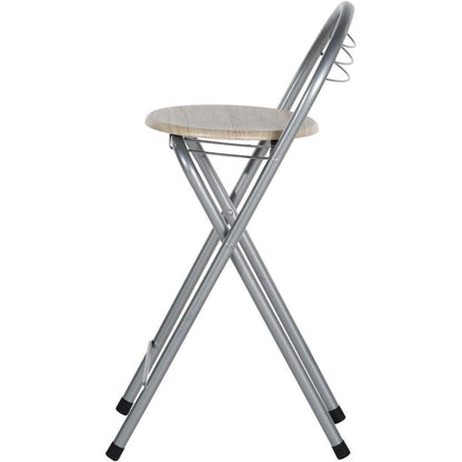 Klappbarer Barhocker Holzoptik & Silber – 61cm Sitzhöhe