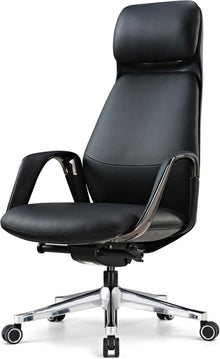 Ergonomischer Chefsessel Leder Bürostuhl - Schwarz