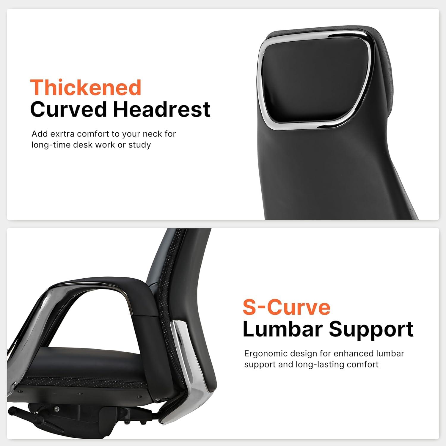 EUREKA ERGONOMIC Chefsessel Bürostuhl Schwarz Nappaleder