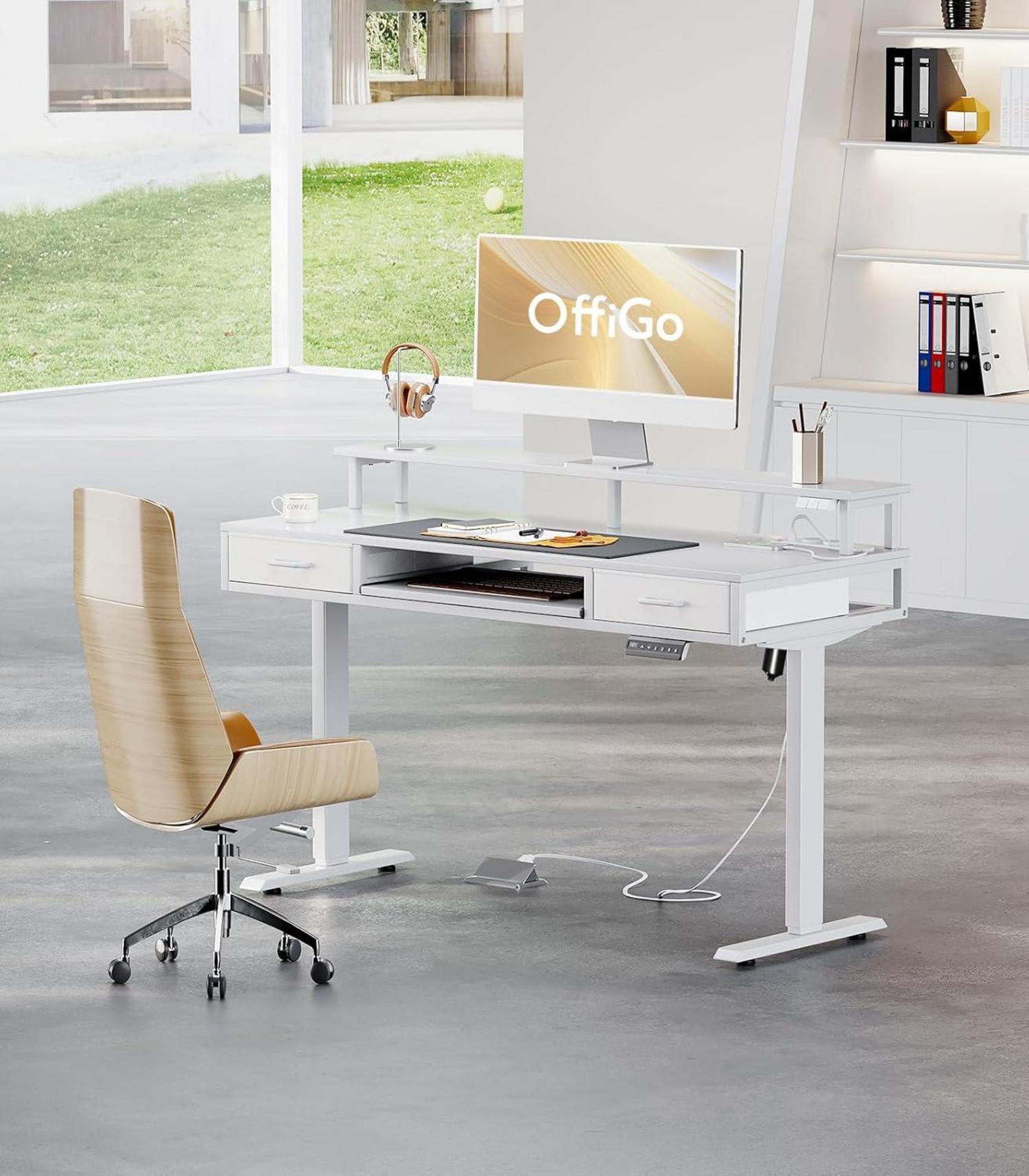 Elektrischer Schreibtisch mit Schubladen und LED