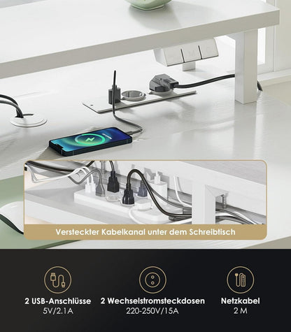 Elektrischer Schreibtisch 120cm Höhenverstellbar LED USB