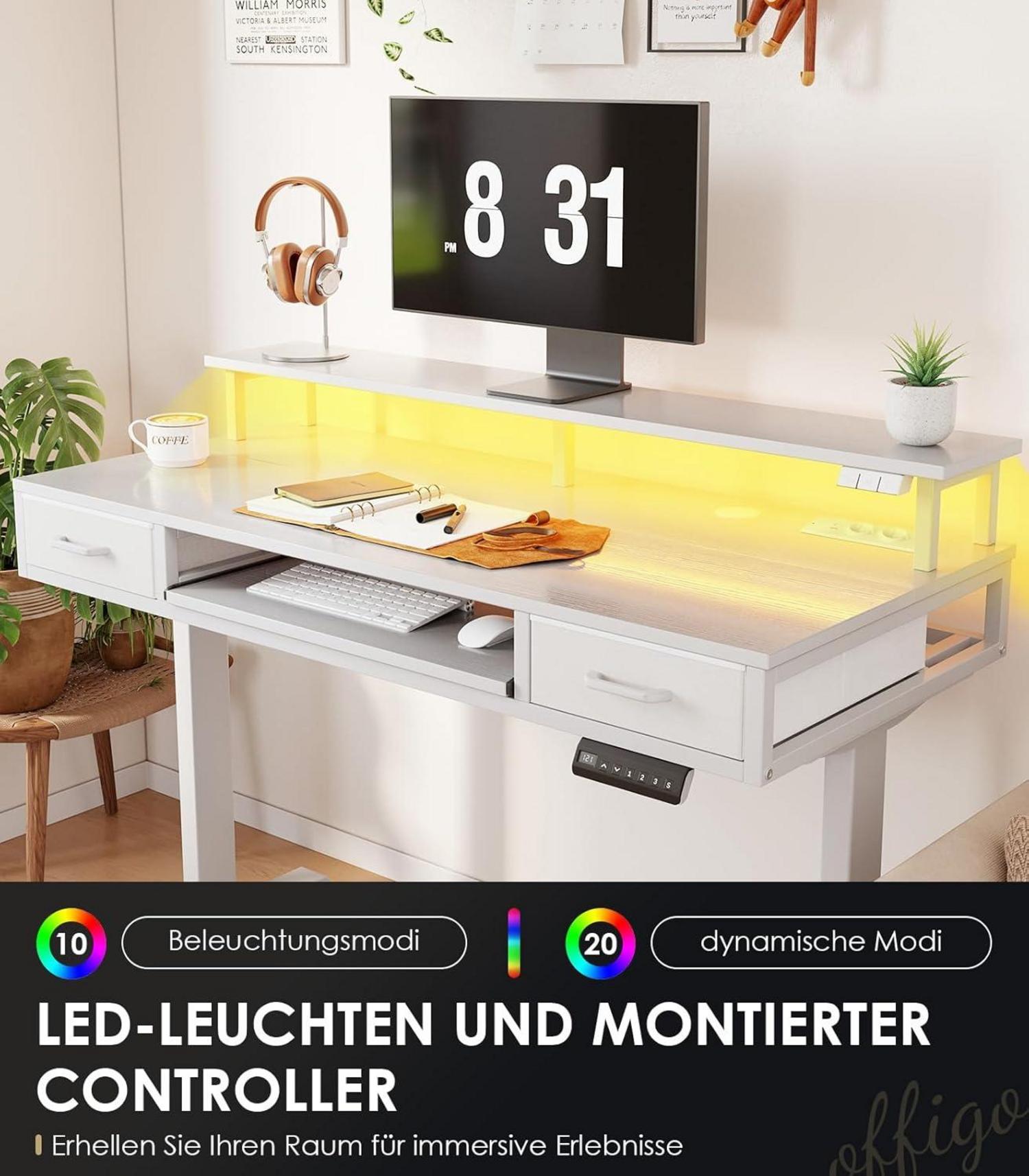 Elektrischer Schreibtisch mit Schubladen, 120cm